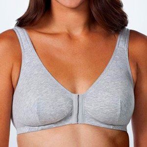 Leading Lady Cotton Front-Closure Leisure Bra, Heather Grey - 110